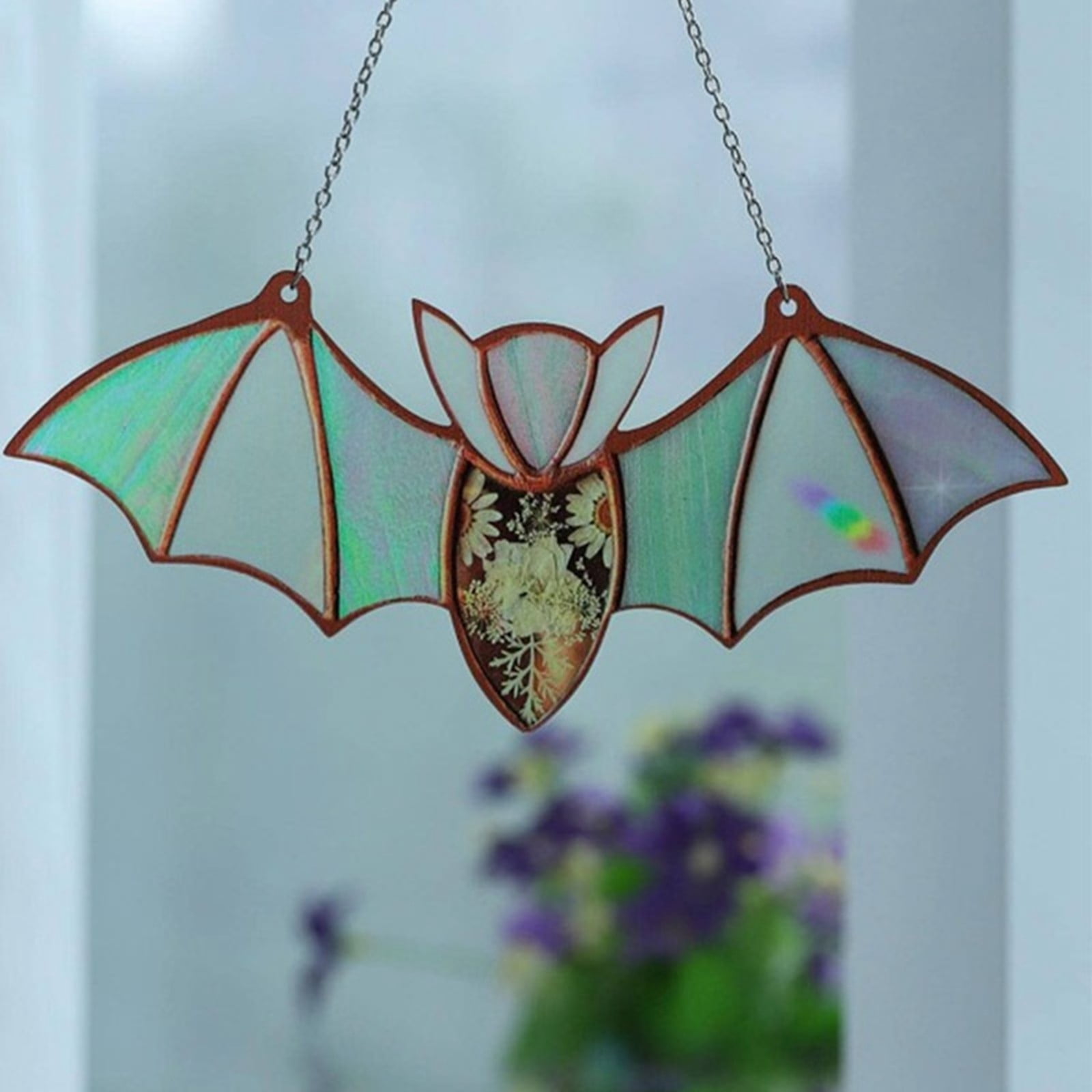 Halloween decoration Bat Stained glass window good suncatcher