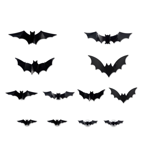 Halloween Bat Stickers with LED Light Adhesive PVC Clings Realistic Bat Decals for Window Wall Mantels Home Decoration