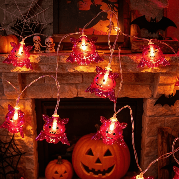 Halloween Bat String Lights 20LED 9.8ft Battery Powered Indoor Outdoor Decor