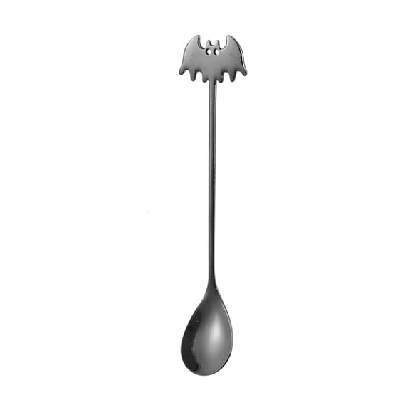 Halloween Bat Themed Stainless Steel Coffee Stirring Spoon, Gothic Design, Long Handle, Perfect For Cocktails, Desserts, And Party Decor