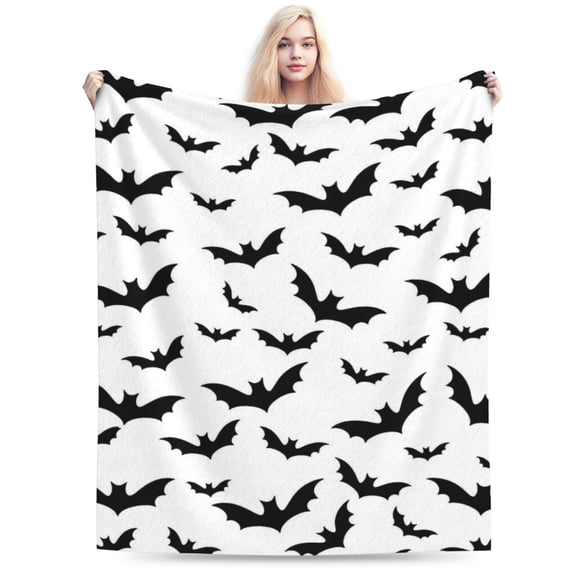 Halloween Bat Throw Blanket Super Soft Warm Bed Blankets for Couch Bedroom Sofa Office Car, All Season Cozy Flannel Fuzzy Blanket for Adults 50x40
