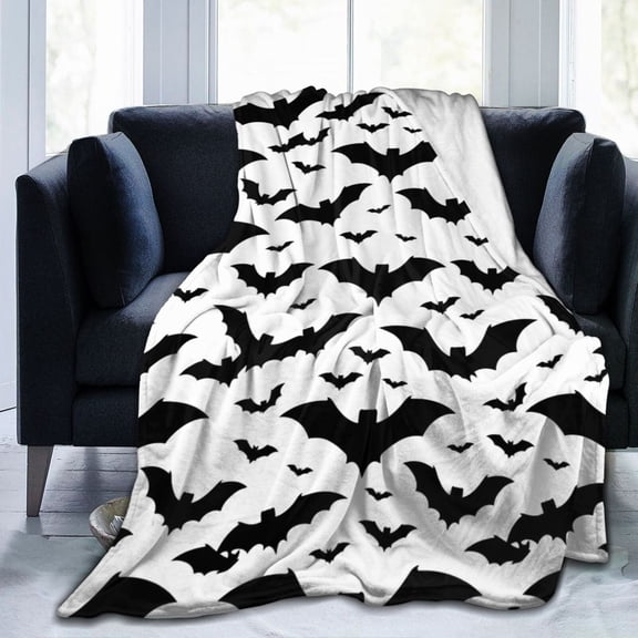 Halloween Bat Throw Blanket, Super Soft Warm Flannel Fuzzy Blanket for Couch Bedroom Sofa Office Car, All Season Cozy Blanket 50x40