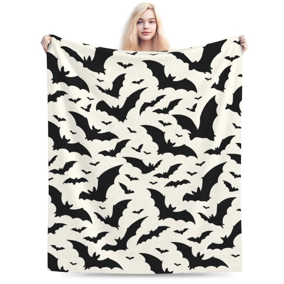 Halloween Bat Throw Blanket, Super Soft Warm Flannel Fuzzy Blanket for Couch Bedroom Sofa Office Car, All Season Cozy Blanket 50x40