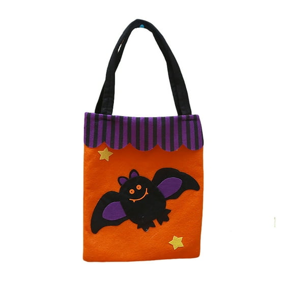 Halloween Bat Trick or Treat Bag for Kids, Reusable Felt Tote with Cute Bat Design, Candy Gift Bag for Parties