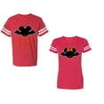 thumbnail image 1 of Halloween Bat Unisex Couple Matching Cotton Jersey style T-Shirt Contrasting stripes on sleeves (Men Red / Women Red) (Men XXL / Women XL), 1 of 3