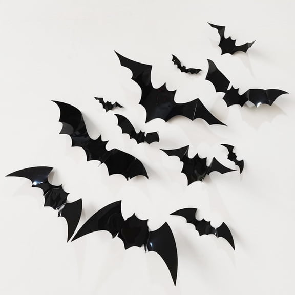 Halloween Bat Wall Decals  60 PCS 3D Removable DIY Bat Stickers for Home Window Decorations, Spooky Holiday Party Decor