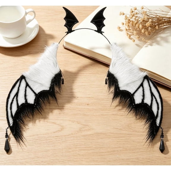 Halloween Bat Wing Headband, Devil Bat Hairbands Headwear Hair Hoop Headpiece Props for Halloween Costume(B, 13x14in)