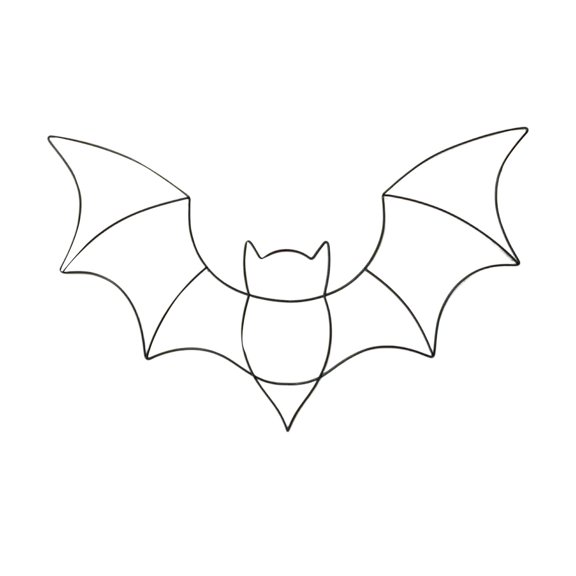 Halloween Bat Wreath Frame 11." x 4.72" - Metal DIY Craft Base for Front Door Garden Party Decor White2