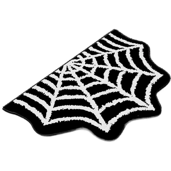 Halloween Bath Absorbent Mat Washable Spider Web Gothic Rugs Slip Non