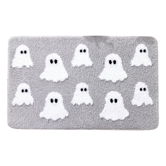 Halloween Bath Mat, 15.7 X 23.6 In Ghost Bathroom Rug, Soft Absorbent Non-Slip Washable Floor Mat for Bathroom & Bedroom,Grey