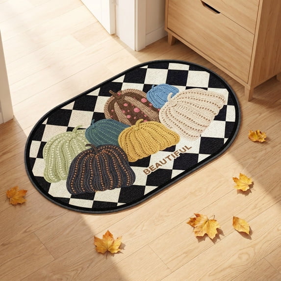 Halloween Bath Mat Diatom Mud Pumpkin Textured Mat 15.75x23.62in Diatom Mud Absorbent & Skidproof for Bathroom Entryway Halloween Door Mat by MPOISVA