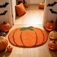 thumbnail image 1 of Halloween Bath Mat Ghost Pumpkin Shaped Orange Mat 15.75x23.62in Polyester Absorbent & Skidproof for Bathroom Entryway by MPOISVA, 1 of 6