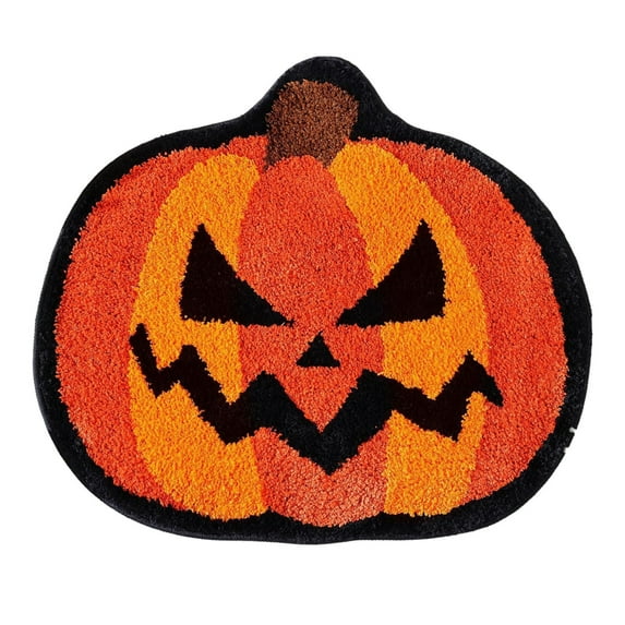 Halloween Bath Mat, Non-Slip Washable Faux Wool Rug for Bathroom, Tub & Shower, Multicolor Holiday Carpet for Entryway or Indoor Décor, 2 Sizes