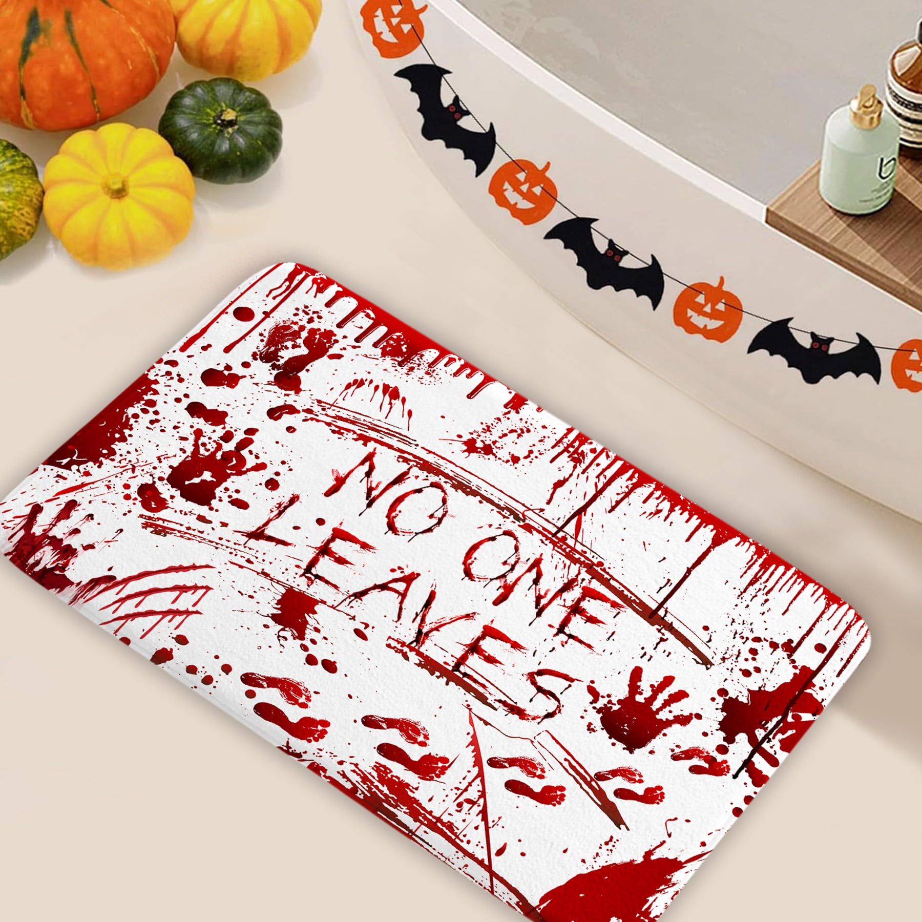 Blood Bath Rug Halloween Bath Mat Rug, Horror Spooky Blood Footprints Bath Rugs, Non ...