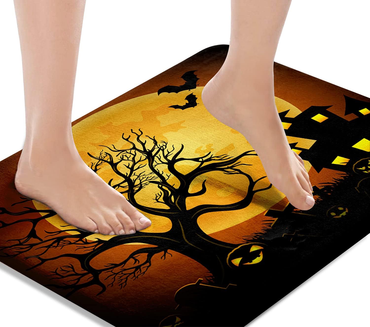 Halloween Bath Mat for Bathroom, Bathroom Mats Rugs No Silp, Halloween Bathroom Decorations 18x30 Inches for Home Kitchen Bedroom