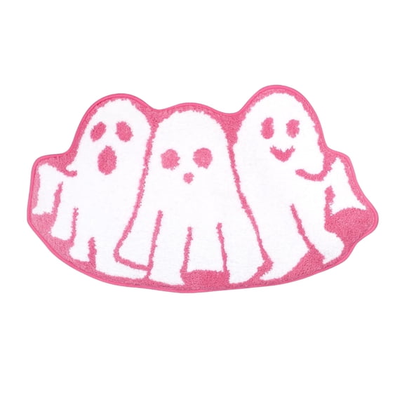 Halloween Bath Rug 19.7*31.5 Inch Ghost Bat Pattern Goth Bath Mat Spooky Black White Gothic Bathroom Rug Non Slip Front Door Mat Carpet for Bedroom Home Living Room Kitchen Floor Decor Supplies