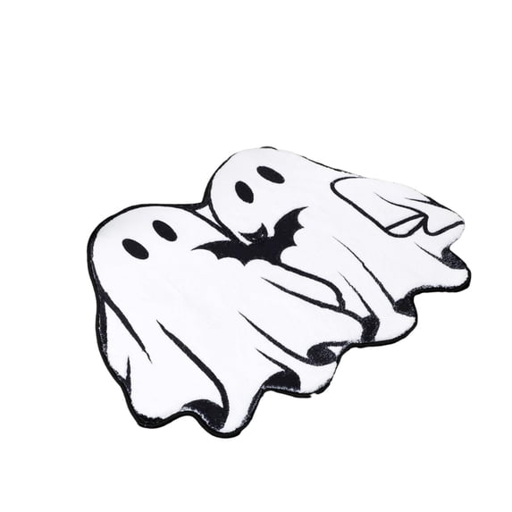 Halloween Bath Rug 19.7*31.5 Inch Ghost Bat Pattern Goth Bath Mat Spooky Black White Gothic Bathroom Rug Non Slip Front Door Mat Carpet for Bedroom Home Living Room Kitchen Floor Decor Supplies