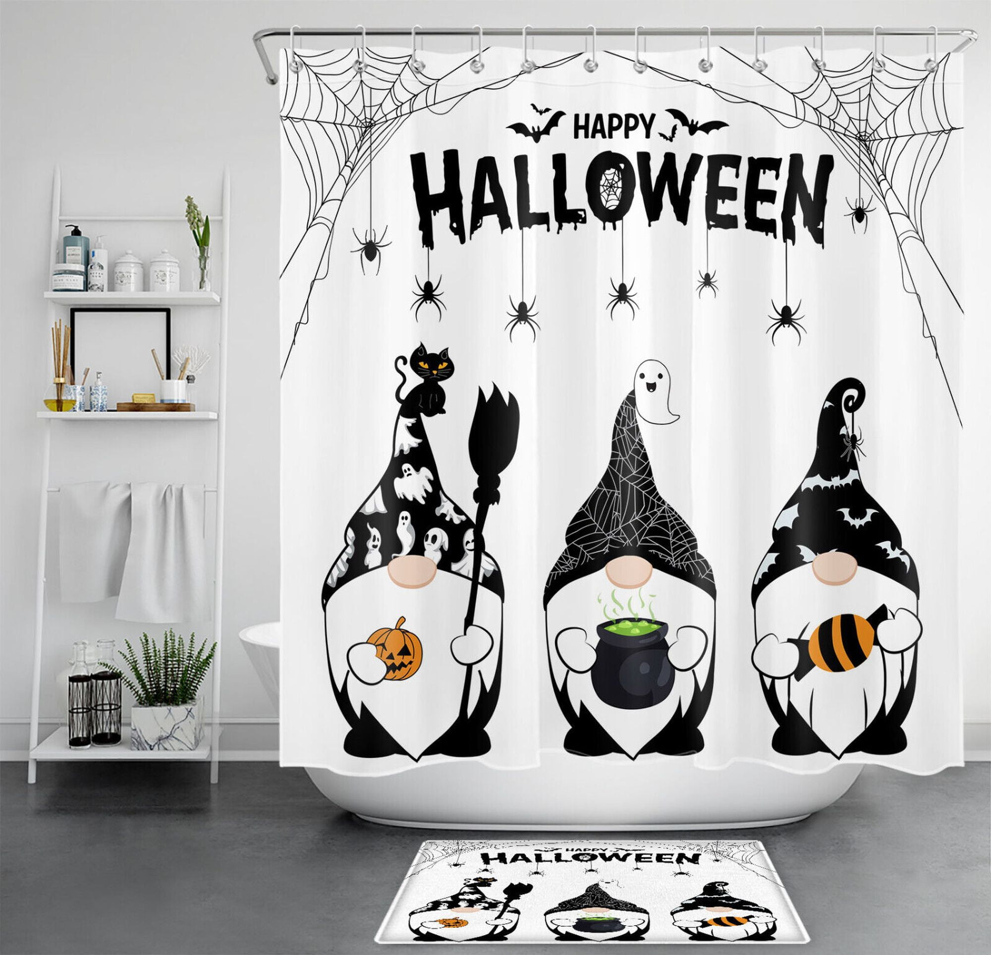 Halloween Bath Set with Spooky Spiderweb Gnome Design Add Some