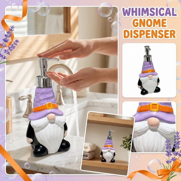 Halloween Bathroom Decor, Ceramic Dispenser, Decorative Dispenser, Shaped Liquid Dispenser for Bathroom, 6X3X2.5 Inch Small Counter Dispenser with Shiny Chrome Pump, Perfect