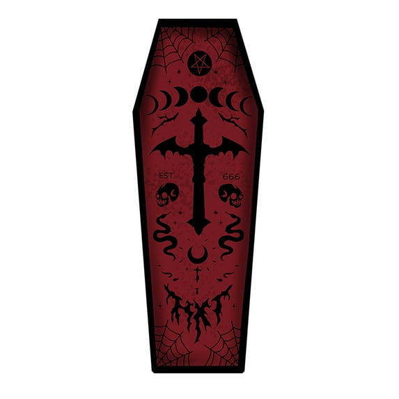 Halloween Bathroom Rug, Non Slip Dark Gothic Carpet Living Room Kitchen Rug, Horror Coffin Shaped Rugs Decor Witchy Rugs Bath Mat 51x19 Inch