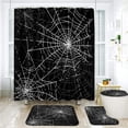 thumbnail image 1 of Halloween Bathroom Set with Shower Curtain and Rugs Accessories, Skulls Cat Purple Skeleton Shower Curtain for Bathroom Scary Ghost Bathroom Decor 4 Pcs, 1 of 7
