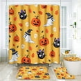 thumbnail image 1 of Halloween Bathroom Set with Shower Curtain set and Rugs Accessories, Scary Pumpkins Lantern Spooky Shower Curtain for Bathroom Evil Forest Blue Bathroom Decor 4 Pcs, 1 of 7