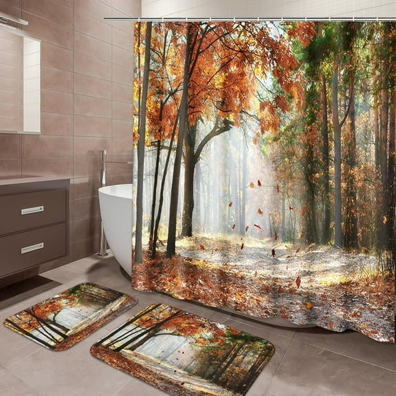 Halloween Bathroom Sets with Shower Curtain and Rugs and Accessories, Witch Skull Shower Curtain Sets, Spooky Shower Curtains for The Bathroom, Halloween Bathroom Decor 3 Pcs