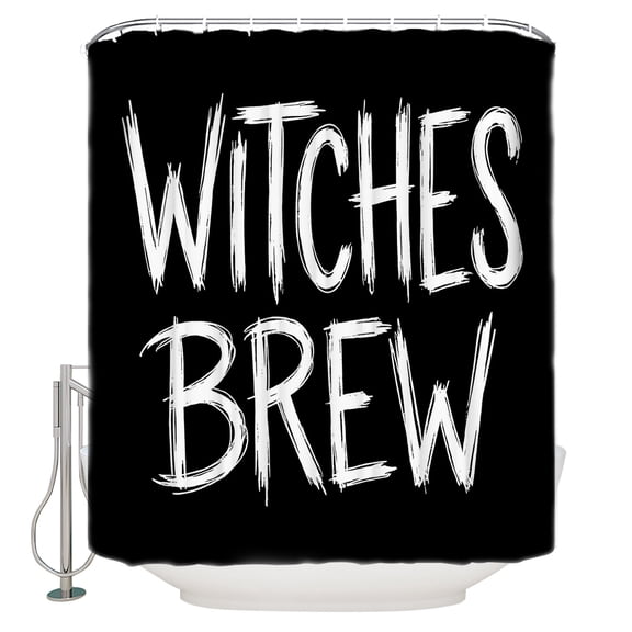 Halloween Bathroom Shower Curtains with 12 Hooks Polyester Waterproof Shower Curtain for Stalls and Bathtubs Fall Spooky Horror Letters Witches Brew Black Decorative Bathroom Curtain 36x72 Inches