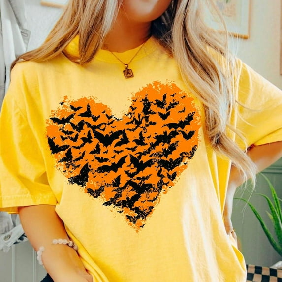 Halloween Bats Brushstroke Shirt, Flying Bats Retro Halloween Shirt, Spooky Season Sublimation Design Shirt, Trendy Gothic Girly Halloween Shirt