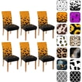 thumbnail image 1 of Halloween Bats Chair Covers for Dining Room Set of 6, Orange Stretch Dining Chair Cover 6 Pieces, Washable Kitchen Parsons Chair Slipcovers 6 Pack, Removable Seat Protector for Home and Party, 1 of 6