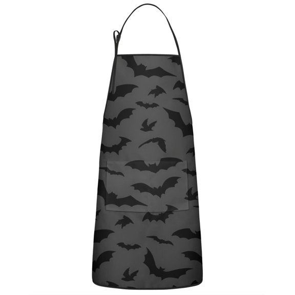 Halloween Bats on Dark Pattern Apron-Garden Aprons for Women with Pockets-Cotton Linen Waterproof Kitchen Cooking Gardening Aprons Adjustable for Kitchen,Cooking,BBQ and Salon 33"x27"