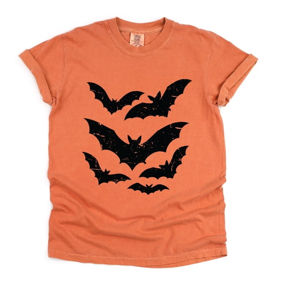 Halloween Bats Distressed - Womens Garment Dyed Tee