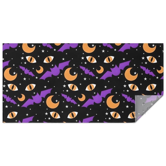 Halloween Bat Moon Eye Pattern Rectangle Tablecloth 60"x120",Waterproof Polyester Rectangle Table Cloth, Wipeable Spillproof Polyester Tablecloth for Dining, Camping, Indoor and Outdoor