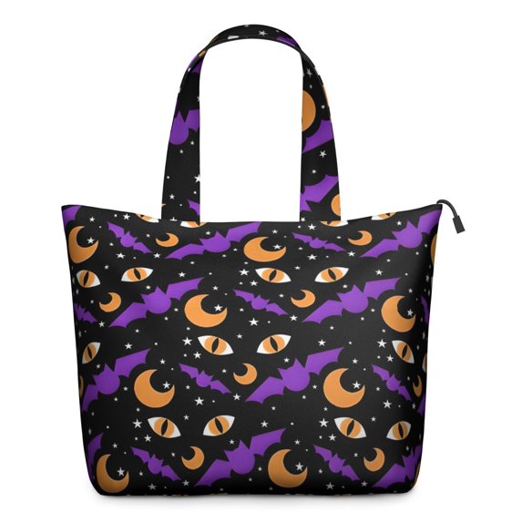 Halloween Bats Moons and Eyes Travel Tote Bags for Women Carry On,Large Weekender Bags for Women Travel,Multi Functional Duffle Bag for Work,Shopping,Sports