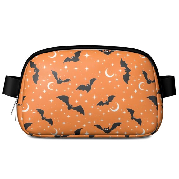 Halloween Bats with Moons and Stars Cute Fanny Packs for Women,Travel Waterproof Crossbody Fanny Bags Waist Purse for Women Anti Theft Adjustable Strap for Running Travel Cycling