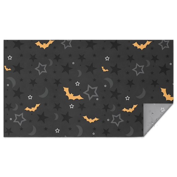 Halloween Bats and Stars Pattern Rectangle Tablecloth 60"x102",Waterproof Polyester Rectangle Table Cloth, Wipeable Spillproof Polyester Tablecloth for Dining, Camping, Indoor and Outdoor