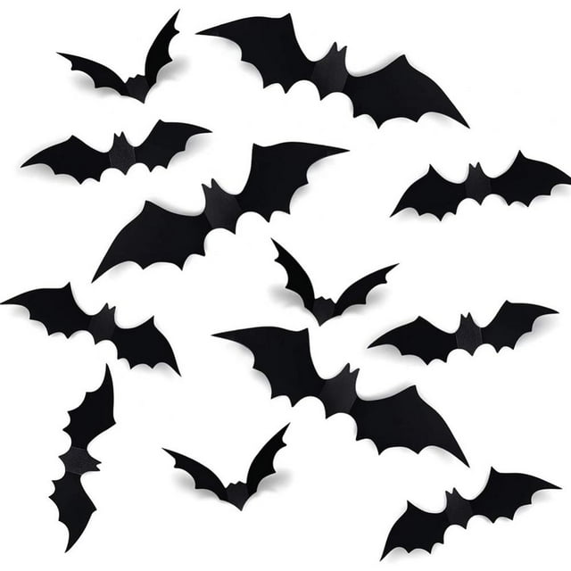 Halloween Bats Wall Decor, 44 Pcs 3D Bat Halloween Decoration Stickers