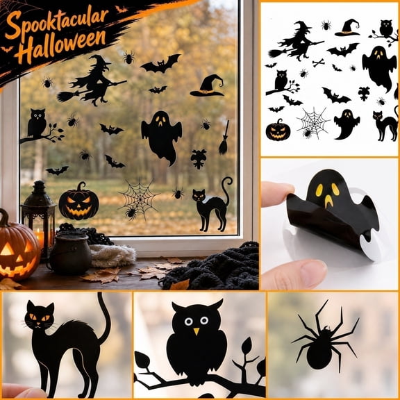 Halloween Bats Wall Decor, Spooky Bat Window Clings Stickers, Halloween Decorations for Indoor Outdoor Home Window Party Supplies, Spooky Haunted House Setup Props Eerie Gothic Vibe Room