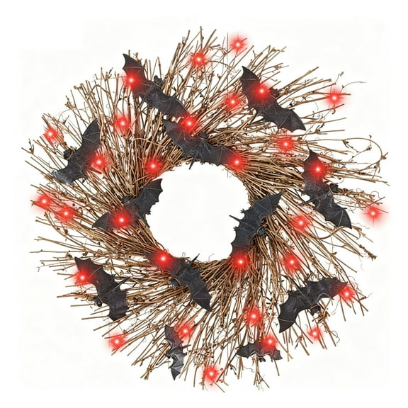 Halloween Bats Wreath - Plastic Realistic Dead Branches Garland Ornament, Waterproof and Sunproof Decor for Festive Home Display and Party