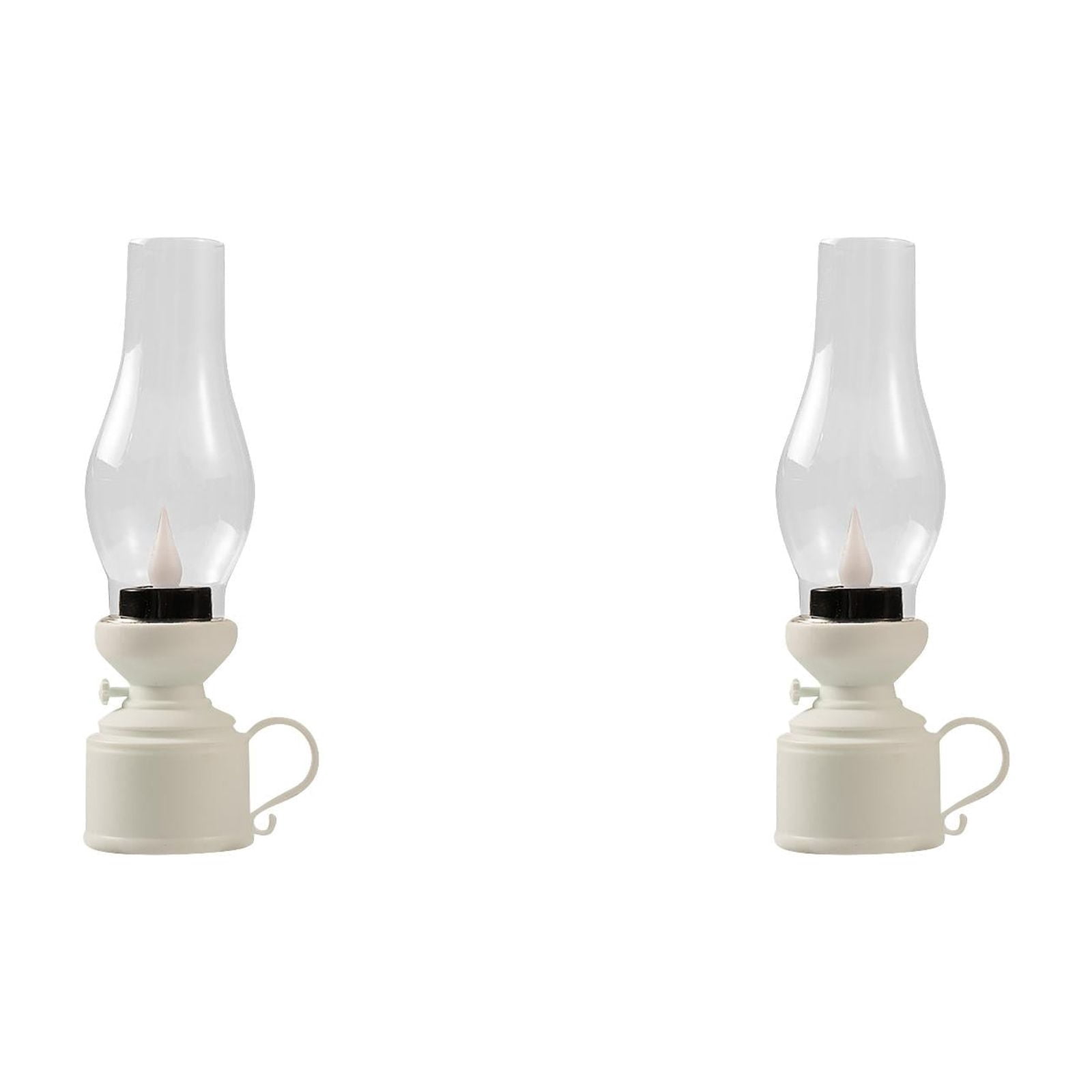 Halloween Battery Operated Flameless Kerosene Lamp, Vintage Style LED Table Lamp with Clear Glass Shade, Retro Oil Lantern for Nightstand Bedside Table Living Room Home Decor and Emergency Lighting