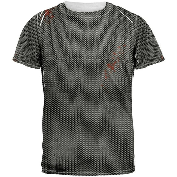 Halloween Battle Damage Chainmail Costume All Over Adult T-Shirt - Small