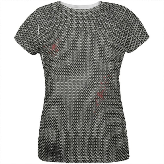 Halloween Battle Damage Chainmail Costume All Over Womens T Shirt Multi X-LG