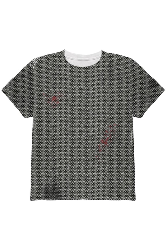 Halloween Battle Damage Chainmail Costume All Over Youth T Shirt Multi YLG