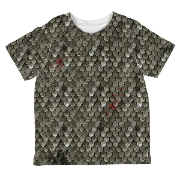 Halloween Battle Damage Steel Scale Armor Costume All Over Toddler T Shirt