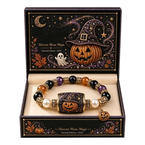 Halloween Beaded Bracelet with Gift Box Stretch Glass Mix Jewelry for Women Girls Birthday Present Packaging