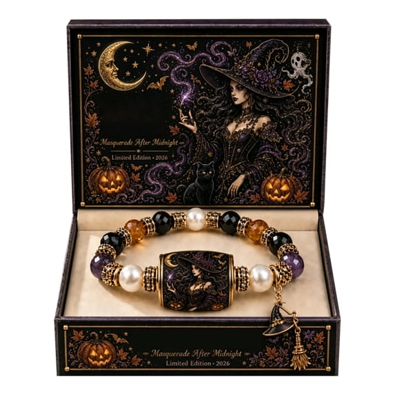 Halloween Beaded Bracelet with Gift Box Stretch Glass Mix Jewelry for Women Girls Birthday Present Packaging