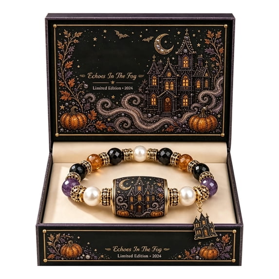 Halloween Beaded Bracelet with Gift Box Stretch Glass Mix Jewelry for Women Girls Birthday Present Packaging