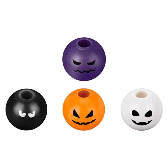 Halloween Beads with Ghost Face Prints, 0.5 Inch for Diy Jewelry Making and Pumpkin Decorations, 60 Pack