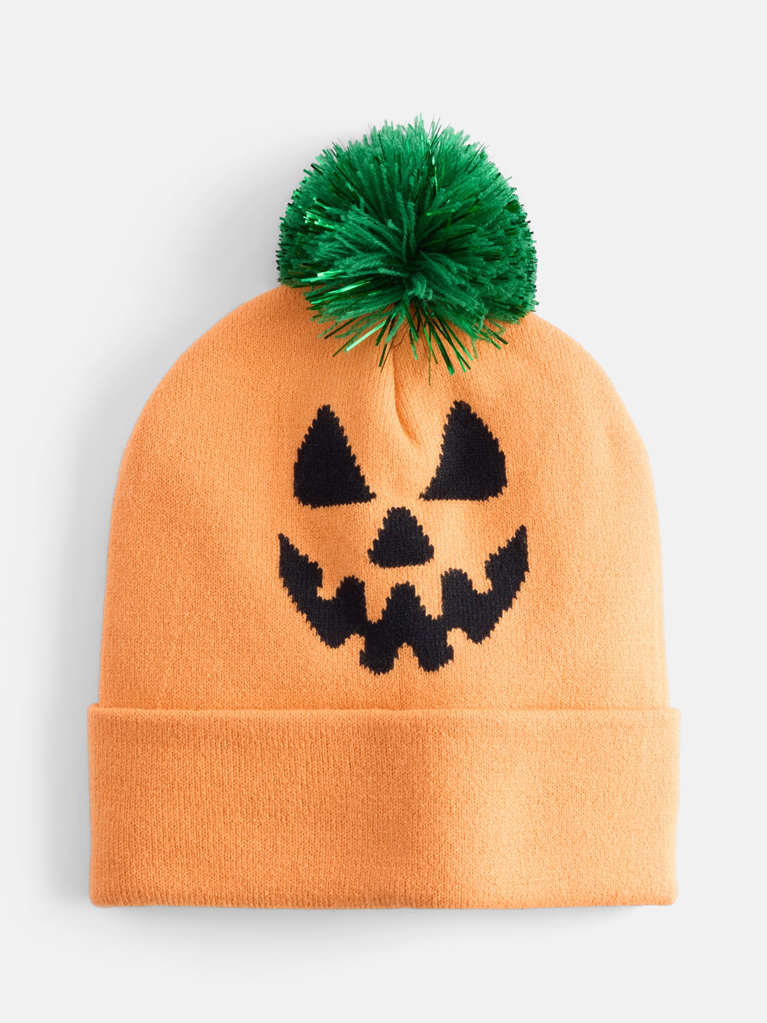 Halloween Women's Pumpkin Face Knit Beanie Hat from Way To Celebrate, Orange