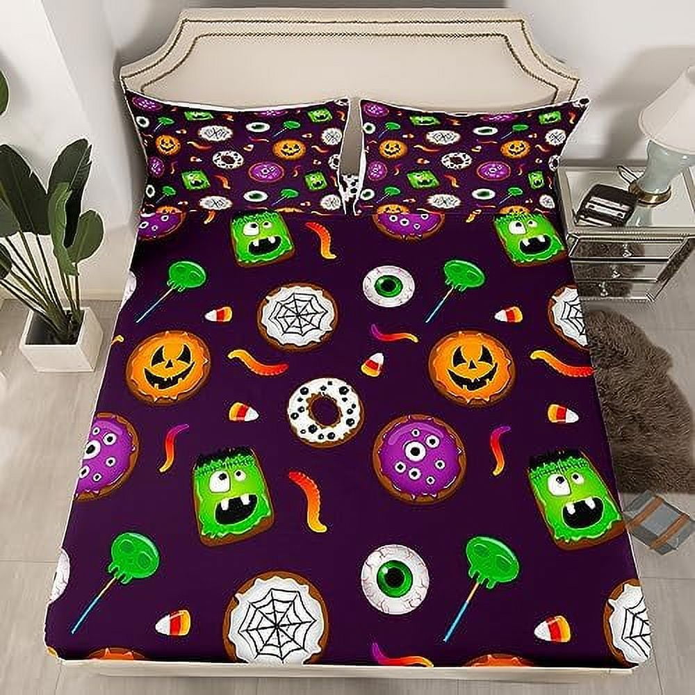 Halloween Bed Sheets Cartoon Ghost Bedding Set Halloween Pumpkin